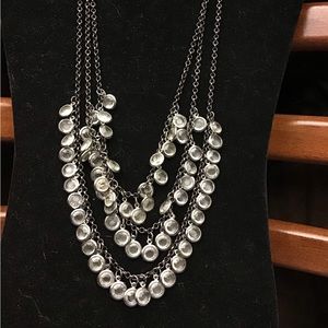 NWOT Beautiful Multi layer Necklace with round Silver and Glass Design